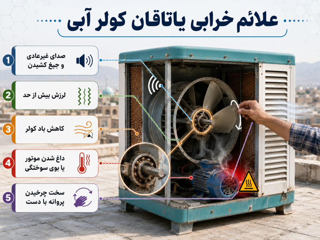 علائم خرابی یاتاقان کولر آبی