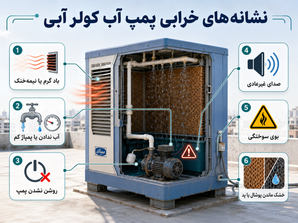 نشانه‌های خرابی پمپ آب کولر آبی