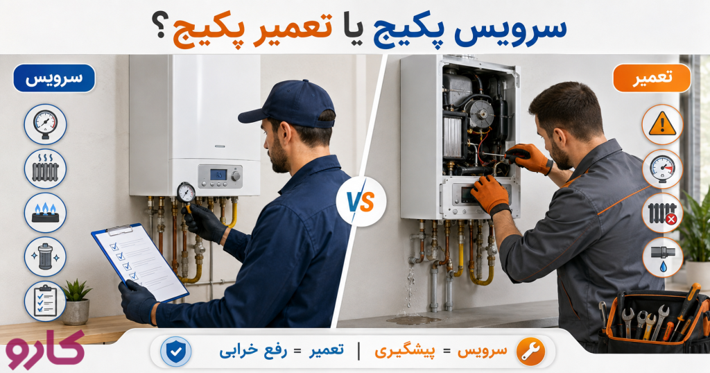 سرویس پکیج چه فرقی با تعمیر پکیج دارد؟