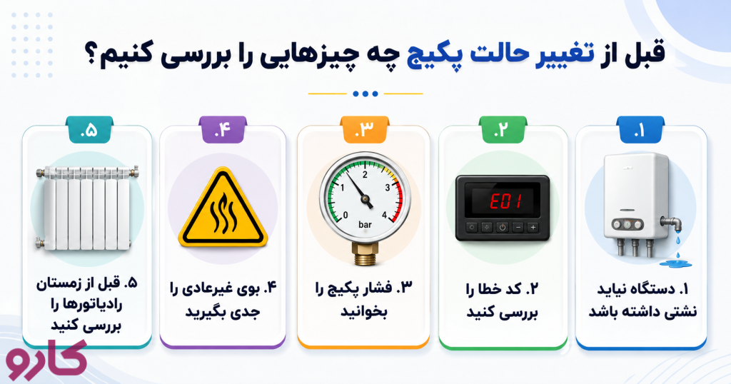 قبل از تغییر حالت پکیج چه چیزهایی را بررسی کنیم؟
