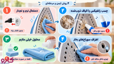 روش‌های پاک کردن لباس چسبیده به اتو
