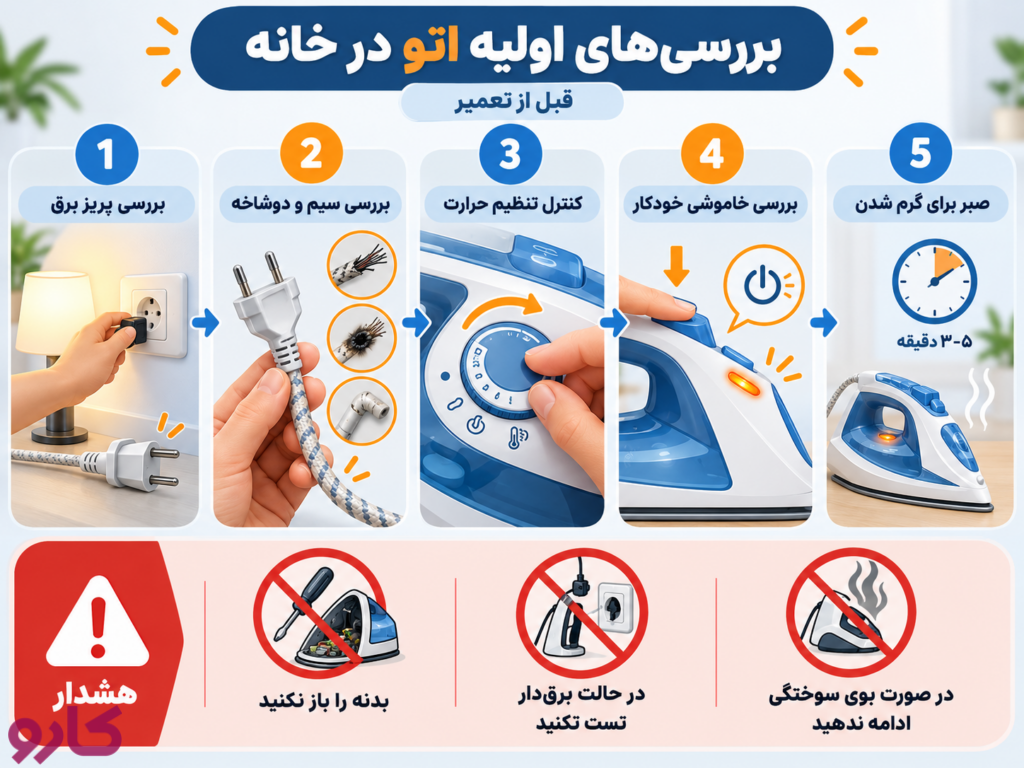 یش از تعمیر اتو، چه بررسی‌هایی را می‌توان در خانه انجام داد؟
